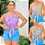 Blusa Regata Feminina com Amarração Estampada Tecido Crepe Azul Piscina - Imagem 6