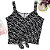 Blusa Regata Feminina com Amarração Estampada Tecido Crepe Preto - Imagem 2