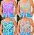 Blusa Regata Feminina com Amarração Estampada Tecido Crepe Rosa e Branco - Imagem 6