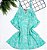 Blusa Regata Feminina Tecido Crepe Alça Fina com Pingente Azul Piscina - Imagem 1
