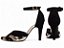 Sapato Scarpin Fivela TORRICELLA Nobuck Preto Detalhe Metalizado Specchio Ouro Light Salto Fino 9cm - Imagem 2