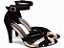Sapato Scarpin Fivela TORRICELLA Nobuck Preto Detalhe Metalizado Specchio Ouro Light Salto Fino 9cm - Imagem 5