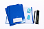 Kit Escolar Azul - 96 Folhas - 4 Cadernos Brochura + Lápis, Borracha e Apontador - Imagem 1