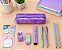 Kit Presente Lilás – Papelaria Completa com Estojo e Acessórios Pastel - Imagem 1