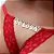 Calcinha Fio Dental Gis Vermelha Frases Traseira com Strass - Imagem 2