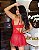 Camisola de Tule e Renda com Costas Abertas Vermelho - Imagem 1