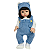 Conjunto Macacão Azul Boneca Bebe Reborn  - 48Cm - Imagem 2