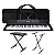 Kit Teclado Musical 61 Teclas USB Com Capa Suporte + Banco - Imagem 1