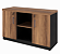 Armário Baixo Credenza 2 Portas + Nicho Central c/ Prateleiras Nogal/Preto 1200x450x735mm (Larg/Prof/Alt) - Imagem 1