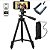 Tripé profissional universal com ring light 10 polegadas + ballhead sapata suporte celular simples e controle bluetooth - Imagem 3