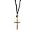 Colar c/ Cruz Listrada de Metal Pingente 4,4 cm Cordão Preto - Imagem 2