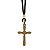 Colar c/ Cruz Listrada de Metal Pingente 4,4 cm Cordão Preto - Imagem 3