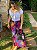 Conjunto Blusa Ciganinha Branca com Saia envelope Marinho Estampada - Imagem 2