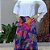 Conjunto Blusa Ciganinha Branca com Saia envelope Marinho Estampada - Imagem 3