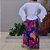 Conjunto Blusa Ciganinha Branca com Saia envelope Marinho Estampada - Imagem 4