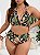 Conjunto de biquíni  floral  cintura alta detalhe amarril  na tanga - Imagem 3