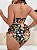 Conjunto de biquíni  floral  cintura alta detalhe amarril  na tanga - Imagem 4