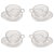Jogo 4 Xícaras de Chá Cristal Com Pires Coração 180ml Wolff - Imagem 1
