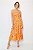 Vestido midi floral 3 marias com busto de elastex laranja - Imagem 1
