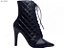 Botas Femininas Pretas Luxo Cano Alto Bico Fino Salto 10cm - Imagem 5