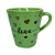 Caneca Porcelana Tulipa 120ml Corações Grandes Verde - Imagem 2