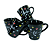 Caneca Porcelana Tulipa 120ml Corações Grandes Preta - Imagem 1