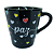 Caneca Porcelana Tulipa 120ml Corações Grandes Preta - Imagem 7