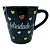 Caneca Porcelana Tulipa 120ml Corações Grandes Preta - Imagem 8