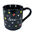 Caneca Porcelana Redonda 210ml Corações Grandes Preta - Imagem 3