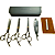Kit Jogo de 3 Tesouras Tomate (Fio navalha, laser e desbaste) + Navalhete + Estojo + Óleo - Imagem 1