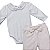 Conjunto body gola bordada com calça laço bebê algodão egípcio - Imagem 6