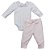 Conjunto body gola bordada com calça laço bebê algodão egípcio - Imagem 1