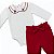 Conjunto body gola bordada com calça laço bebê algodão egípcio - Imagem 4