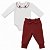 Conjunto body gola bordada com calça laço bebê algodão egípcio - Imagem 3