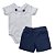 Conjunto body gola bordada com shorts bebê em algodão egípcio - Imagem 1