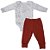 Conjunto body longo com calça neutro bebê em suedine - Imagem 2