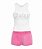 Conjunto Juicy Couture Regata Branca + Short Rosa - Tam: G - Imagem 1
