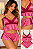 Conjunto Pijama Feminino Juicy Couture 2 Peças – Cetim Rosa com Renda -Tam:P - Imagem 1