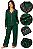 Pijama Feminino Longo Verde com Estrelas Pink – Camisa + Calça - Tam: PP - Imagem 1