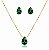 Conjunto Gota Banhado a Ouro Verde Esmeralda - Imagem 1