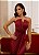 Vestido longo tomara que caia Plissado Sarah Marsala - Imagem 3