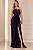 Vestido Longo Tomara que caia Plissado Sarah Azul Marinho - Imagem 1