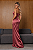 Vestido longo tomara que caia Plissado Sarah Rosa Canelado - Imagem 3