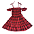 Vestido Xadrez Infantil Vermelho Alça Ciganinha - Imagem 4