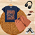 Conjunto Verão infantil Menino Dinosaur Marrom - Imagem 1