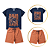 Conjunto Verão infantil Menino Dinosaur Marrom - Imagem 3