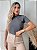 TSHIRT FEMININA ALGODÃO GOLA ALTA CINZA CHUMBO - Imagem 3