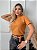TSHIRT FEMININA ALGODÃO GOLA ALTA CARAMELO - Imagem 2