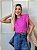 *CROPED* FEMININA ALGODÃO MUSCLE TEE MESCLA FUCSIA - Imagem 2