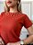 TSHIRT FEMININA ALGODÃO LUXO PEROLAS COLAR TERRA COTA - Imagem 1